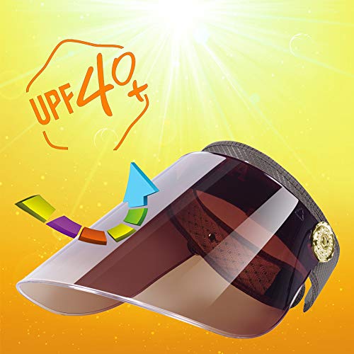 Women Anti-UV Visor Hat UPF40+ Solar Sun Protection Headband Summer Cap (Coffee)