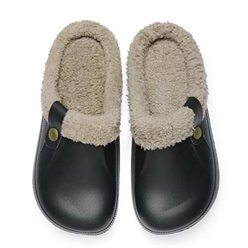 Smajong Womens Fur Lined Clogs Mens Waterproof Slippers Garden Shoes Winter Warm Plush Home House Slippers Indoor Outdoor Mules #TOP5