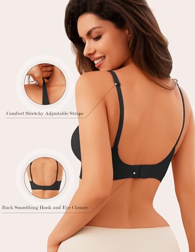 Womens Wireless Bra No Underwire Seamless Push Up Bra Comfort Full Coverage Padded Soft Vneck Everyday Bralette - Image 4