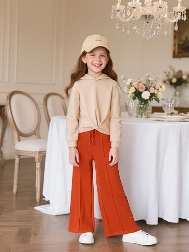 Image of Girls Clothing Set 2PC Outfits Crop Hoodie & Wide Leg Pants Fall Fashion Sweatshirt Set