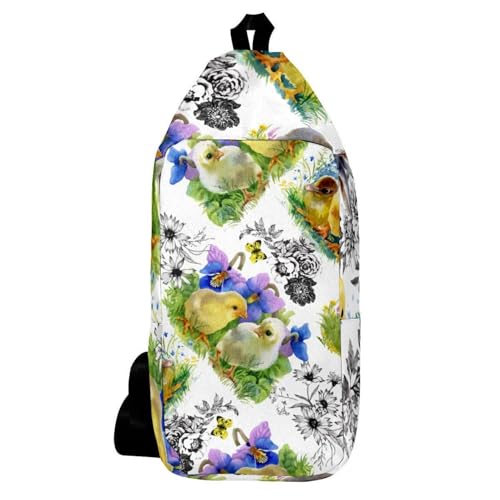 Sac à bandoulière aquarelle canetons avec rangement optimisé homme femme