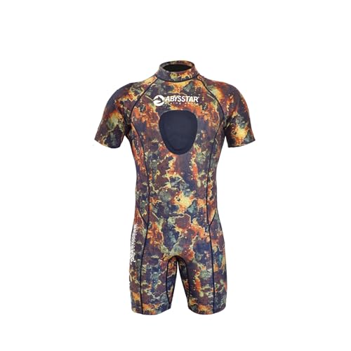 Mutino mimetico uomo in neoprene bifoderato da 2,5 mm, carichino sternale, tenute con bordino stagno e zip posteriore ykk