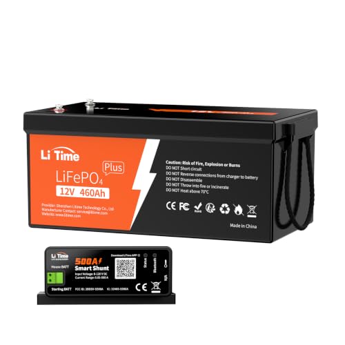 Image of Litime 12V 460Ah LiFePO4 Battery with 500A Bluetooth Smart Shunt, Group 8D