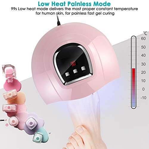 54W UV Nail Lamp Nail Dryer Lamp LED UV Gel Polish Auto Sensor Curing Lamp Resin Nails Tools DIY Nail Lamp with 3 Timer for Home Professional (30s, 60s, 99s) (54W)
