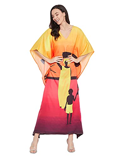 Image of Oussum Plus Size Kaftan Dresses for Women, Polyester Summer Caftan Cover Up Maxi Beach Dress, 1X-3X