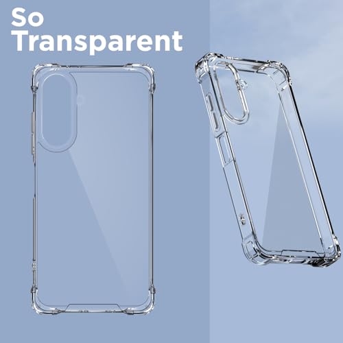 Image of Amazon Basics Back Cover for Samsung Galaxy A26 5G PC + TPU Clear Transparent Raised Edges Shockproof Protective Phone Bumper Case(Transparent)