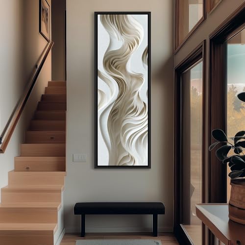 Tableau mural long et étroit vagues fines toile verticale
