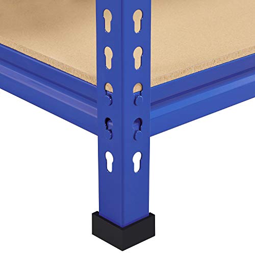 Yaheetech Lagerregal Schwerlastregal Steckregal 5 MDF-Platten Kellerregal Werkstattregal je Fachboden 150 KG belastbar (Blau, 70x30x150cm)