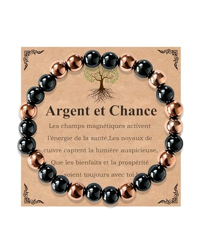 Kenqlot Bracelet Cuivre Homme, Bracelet Magnétique Homme Pour Hommes Bijoux Hématite,Idee Cadeau Saint Valentin Cadeaux Noel Anniversaire pour Mari