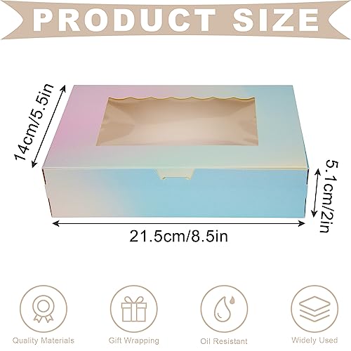 KEYIDO 20 Pack Cookie Boxes with Window 8.5”×5.5”×2” Bakery Boxes Sweet Packaging Boxes for Donuts Biscuit Pies Candy Chocolates Party Favours (gradient) - Image 4