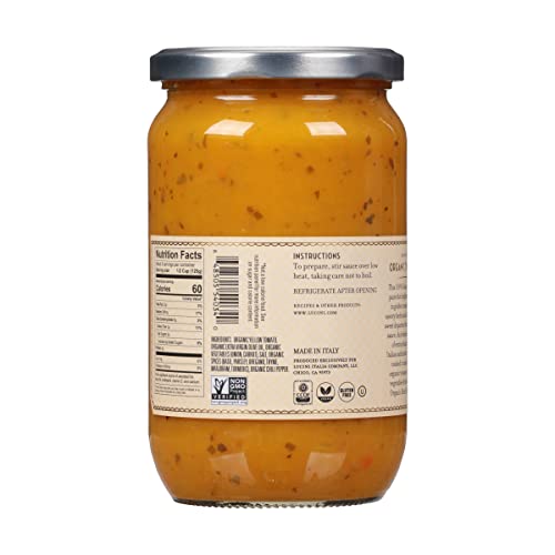 Lucini Organic Golden Tomato Sauce - Classic Italian Sauce in Glass Jar - Fresh Organic Tomatoes - No Sugar Added Pasta Sauce, 24 oz