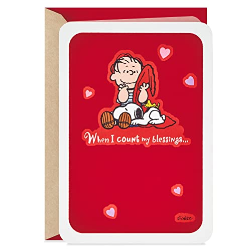 Hallmark Peanuts Valentine's Day Card (Linus, Snoopy, and Woodstock Blessings)