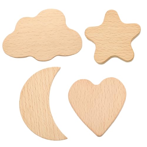 RORPOIR Set of 4 Smooth Wooden Knobs for Dresser Drawers Cartoon Design Door Pulls Easy Install