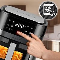 MYLCON Drayo Heißluftfritteuse XXL mit Sichtfenster, 8L Kapazität, 8 Programme, Hot Air 360° Technologie, Vertikales Touch-Display, 1800W, 80-200°C, Airfryer für gesundes Frittieren ohne Öl, MLC4 – Ansicht 4
