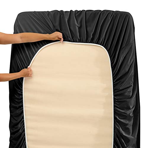 Image of Hearth & Harbor Extra Deep Pocket Twin Sheet Set, Black | 4 Piece Bed Sheet Set, Ultra Soft & Breathable, Fits Up to 24 inch Mattress, Hotel Luxury