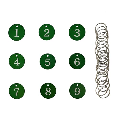 Llaveros numerados 1-100 de aluminio verde para organizar taquillas y dormitorios