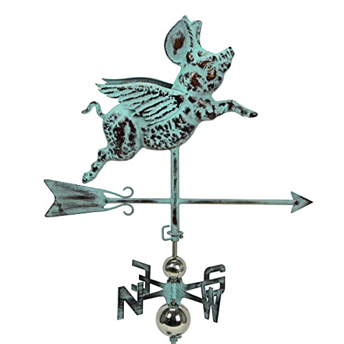 Things2Die4 Verdigris Copper Flying Pig Weathervane Roof Mount Home Garden Decor Art Sculpture #TOP2