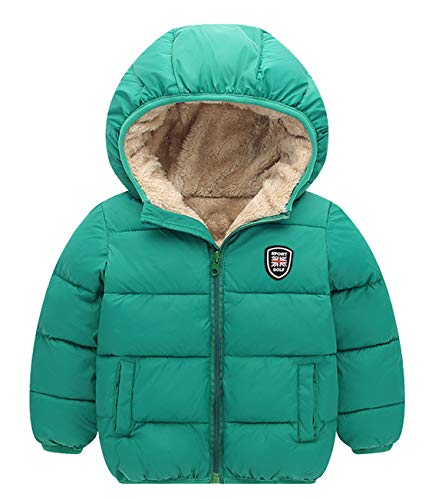 Image of Happy Cherry Boys Girls Winter Thick Jacket Warm Fleece Fur Lining Zipper Hooded Windproof Coat Outwear for 1-7 Years