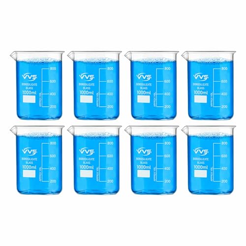 Image of VVS Borosilicate Glass Beaker 1000ml pack of 8 of For School College, Lab Laboratry and professional use