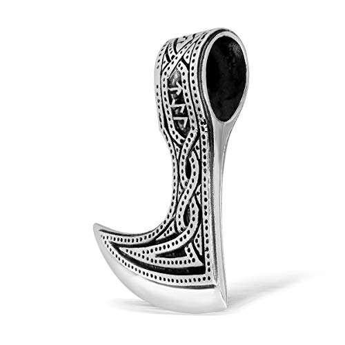 Pendentif hache viking en argent 925 double face ciselé main