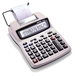 Victor Printing Calculator, 1208-2 Compact and Reliable Adding Machine with 12 Digit LCD Display, Battery or AC Powered, Includes Adapter,White