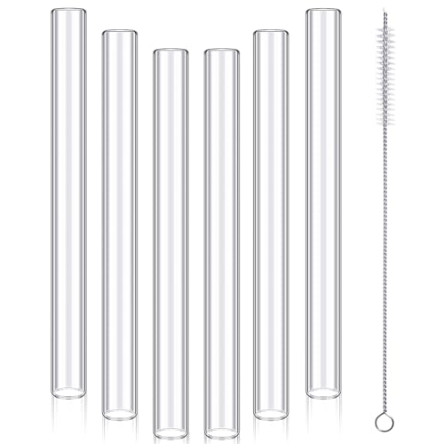 Image of FoldTier 6 Pcs Borosilicate Glass Tube 12mm OD 2mm Thick Glass Blowing Tubes with Cleaning Brush(12 Inch,Clear)