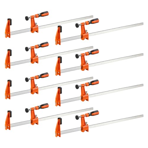 Image of VEVOR Bar Clamps for Woodworking, 8-Pack, 24 inch Opening F Clamps, 600 lbs Load Limit, with Plastic Pad and Self-Locking Design, Premium Cast Iron and Carbon Steel, for Wood Working and Metal Working