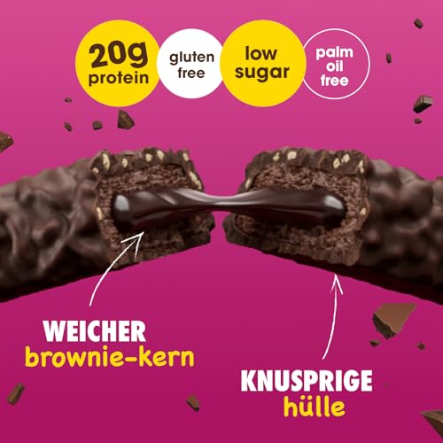 Enervit The Protein Deal Brownie Lover – Proteinriegel, Zartbitterschokoladengeschmack, weiche Brownie-Füllung, 20 g Protein, 0,6 g Zucker, köstlicher Snack, Glutenfrei, 12 Riegel à 55 g 3