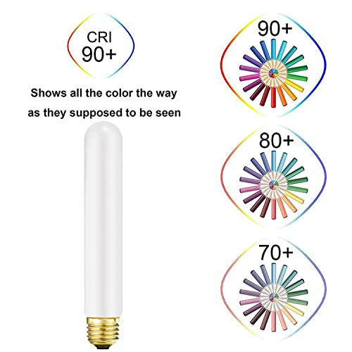 T10 Led Light Bulb 7.3Inch E26 Base Matt Opal Porcelain Warm White 2700K Dimmable Edison 6W Led Tubular Bulb,600Lm,60 Watt Equivalent,Outside Frosted Glass,For Cabinet Display Cabinet Etc,4 Pack. #TOP4