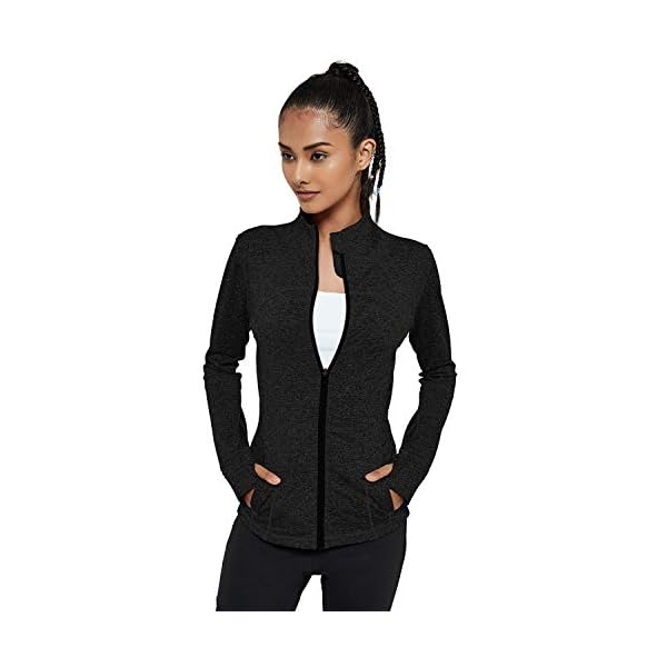 KID1234 Women's Yoga Jacket Full Zip-up Running Shirt Running Track Jacket Sportswear with Thumb Holes