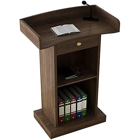 YQGOO Floor Standing Wooden Pedestal Lectern Podium Comes with 2 Open Compartments and 1 Drawer for Company Campus Restaurant Outdoor Wedding Cover