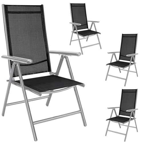 Casaria® Gartenstühle 4er Set Hochlehner Klappbar 8-Fach Verstellbar Camping Stuhl Aluminium Wetterfest Klappstuhl 120kg Belastbarkeit Garten Balkon