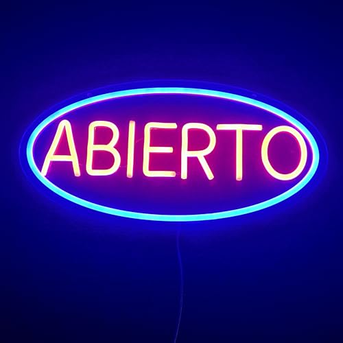 Image of Abierto Open Neon Sign for Business, Spanish Large Open LED Light up Sign, Open Neon Lights for Bar Restaurant Coffee Salon Store Shop Wall Window Display,Business Open Sign