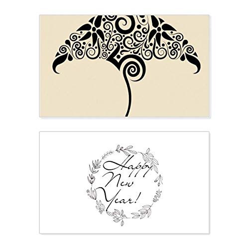 Tarjeta conmemorativa de Año Nuevo con patines en blanco y negro para regalar