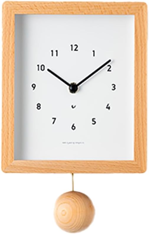 Pendulum Clock Japanese Handcrafted Solid Wood Clock Silent Non-Ticking Battery Operated Modern Decorative for Living Room Bedroom OfficecBlanc Clock CH-072 (Natural)