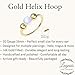 Lugasis FINE JEWELRY Gold Cartilage Helix Earring - 14k Gold Filled Helix Hoop With 3mm White Opal – Handmade Hypoallergenic 20 Gauge Cartilage Piercing Hoop For Women