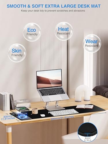 Image of TopMade Mouse Pad with 15W Fast Wireless Charging, 31.5 inchx11.81 inch XL Large Gaming Waterproof Desk Pad with Ultra-Smooth Surface, Non-Slip Base, Classic Black Computer Desk Mat for MacBook, PC, Laptop