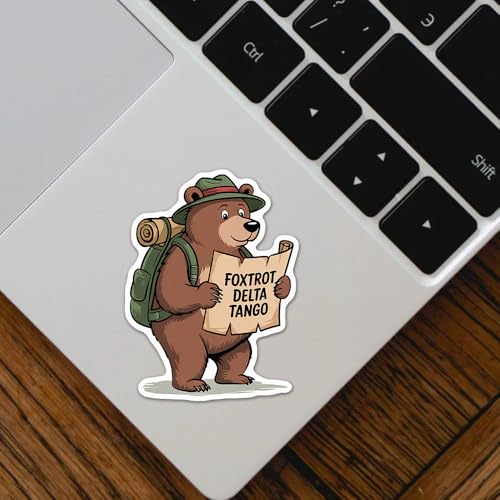 Image of (Pack of 3) Subtle Foxtrot Delta Tango FDT Funny Bear Anti Not My President Liberal Feminist Political Vinyl Stickers for Water Bottles Laptop Bumper Window Car 3 Inches
