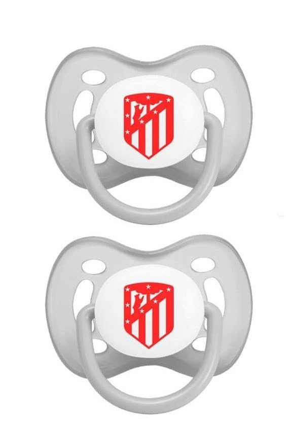 Atlético de Madrid Set de 2 chupes +6 Meses bebé Producto Oficial con Estuche para Guardar