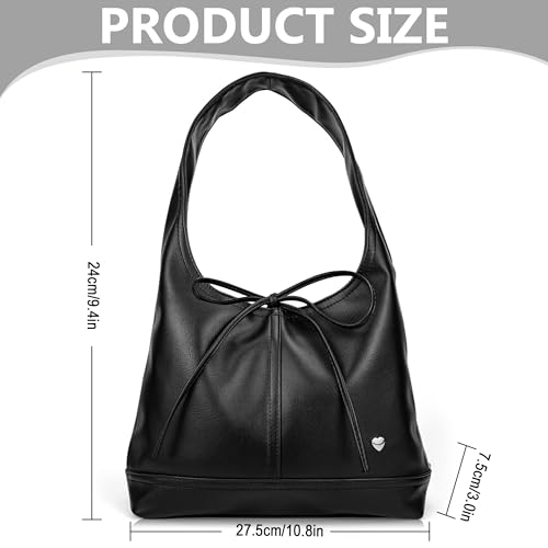 Women's Tote Bag with Bow Casual PU Leather Shoulder Bag Underarm Satchel and Clutch Purse2