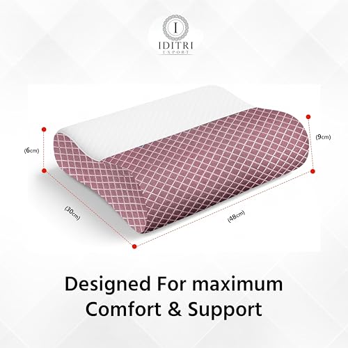 Image of Neck Support Pillow, Memory Foam Contour Design for Sleeping, Orthopedic Cervical Support for Side and Back Sleepers, Slow Rebound, Washable Cover, Mroon, 48 x 30 cm, Daily