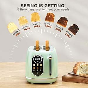   Keenstone-Smart-Touch-Screen-Toaster-2-Slice-Retro-Wide-Slot-Stainless-Steel-Toaster-with-6-Browning-Levels-Reheat-Defrost-for-Bagel-Toast-Bread-Removable-Crumb-Tray-Green