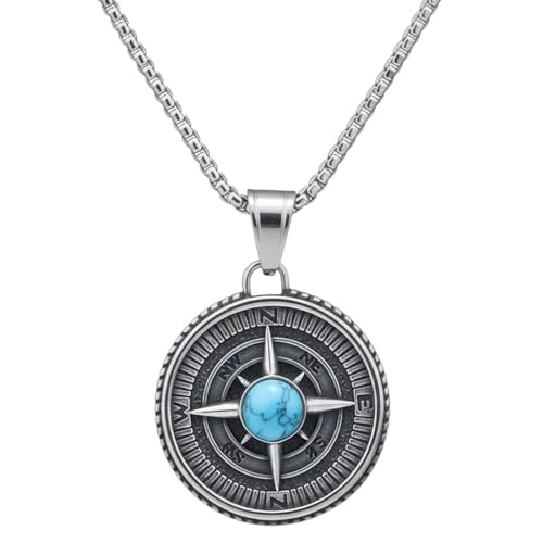Collier boussole meberg Karma homme le cadeau idéal en acier argent