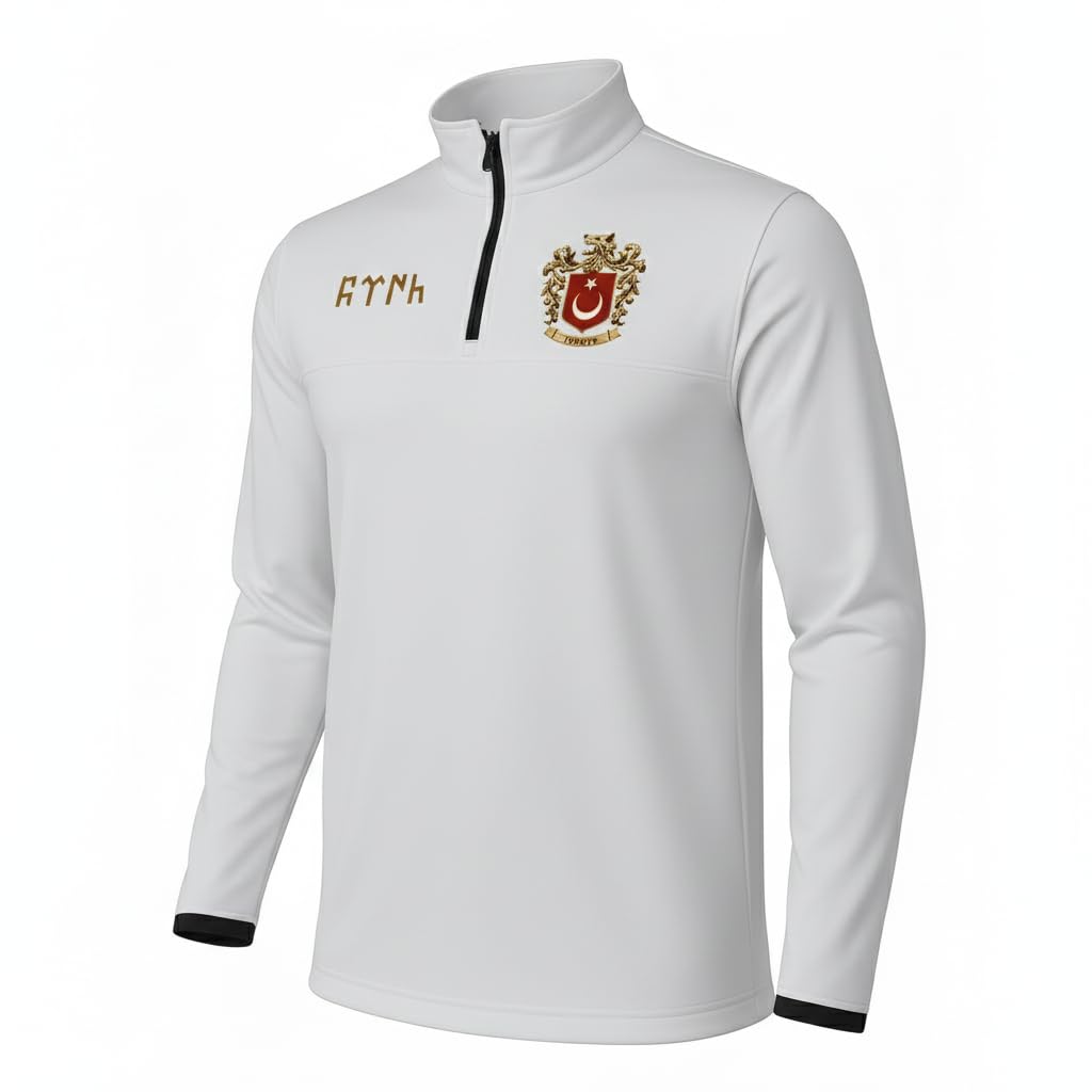 Türkiye Sweat-shirt à demi-fermeture éclair pour homme avec blason turc et inscription Göktürk, pull sportif