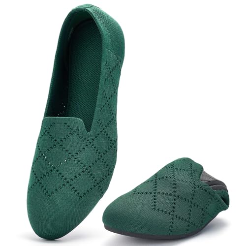 Image of poemlady Women's Ballet Flat Shoes Dress Shoes Knit Round Toe Slip On Ballerina Walking Flats Shoes for Woman Low Wedge Casual