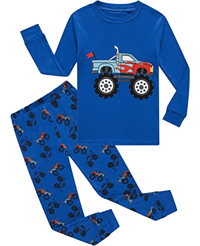 Little bety Boys Truck Pajamas Toddler Boys Cotton Pjs Kids Sleepwear Pants Sets 4T Blue