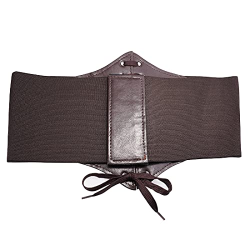 Leather Corset Belt for Women Lace-up Elastic Waist Belt Retro Wide Cinch Belt Waistband for Women Dresses4