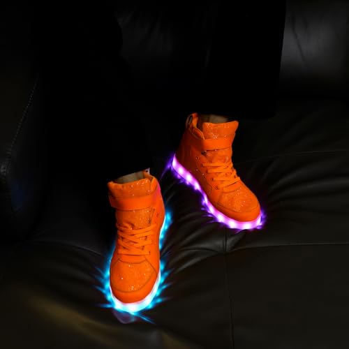Image of Glitter Led Shoes Light Up Shoes High Top Sneakers for Women Men Flashing Dancing Shoes for Halloween Christmas Party with USB Charging