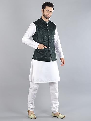 Image of Uri and MacKenzie Men's Silk Blend Kurta Pajama with Designer Ethnic Nehru Jacket /Modi Jacket