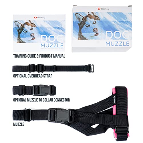 Image of Gentle Muzzle Guard for Dogs - Prevents Biting and Unwanted Chewing Safely Secure Comfort Fit - Soft Neoprene Padding - No More Chafing - Training Guide Helps Build Bonds with Pet (S, Pink)